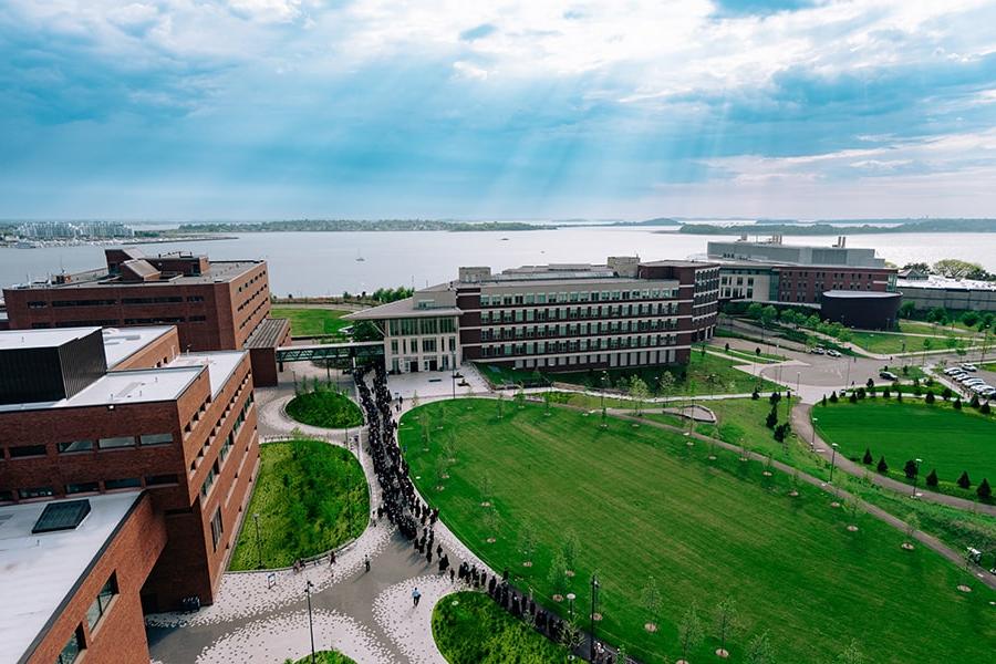 UMass Boston quad aerial shot